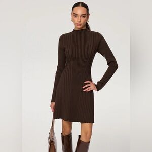 Commense Brown Long Sleeve Dress